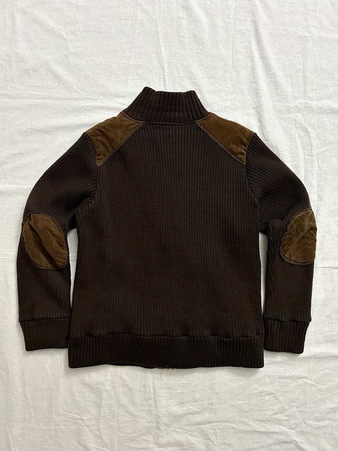 스웨이드패치 브라운 니트 집업자켓 상품이미지4