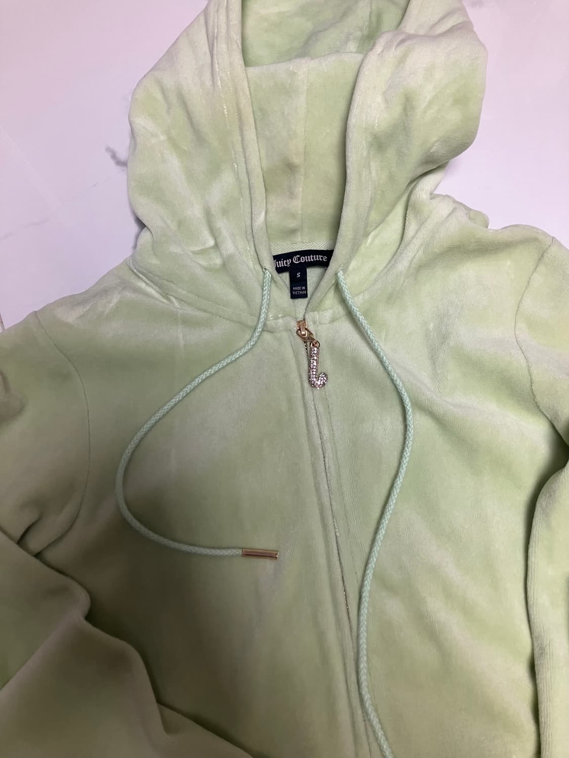 Y2K 쥬시 꾸뛰르 벨루어 후드집업 연두 그린 S 상품이미지2