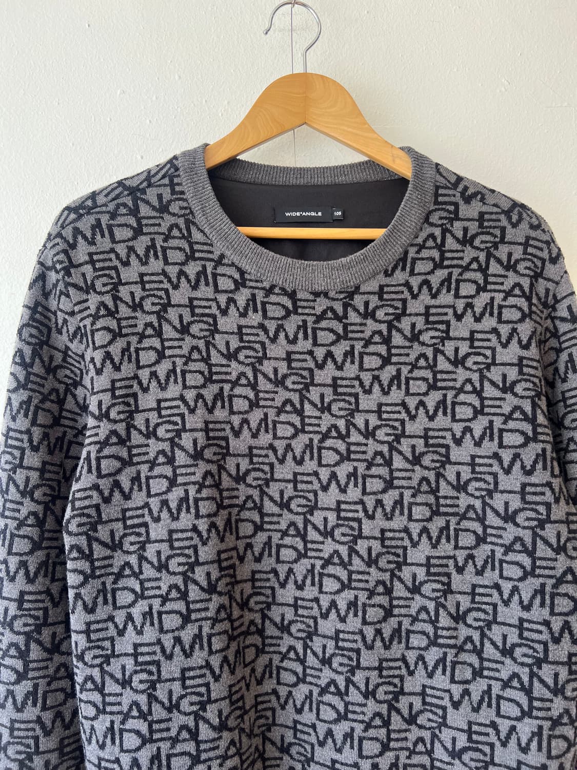 와이드앵글 남성 차콜그레이  울방풍라운드니트 골프니트 105 상품이미지1