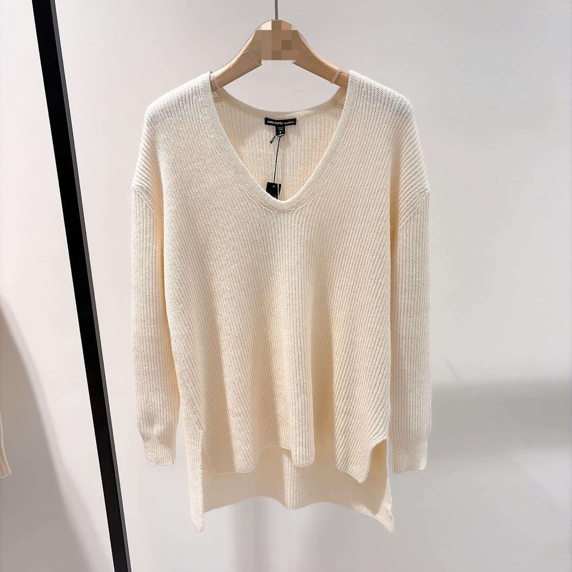 (정품/새상품) 제임스펄스 여성 아이보리 V넥 풀오버 니트 상품이미지1