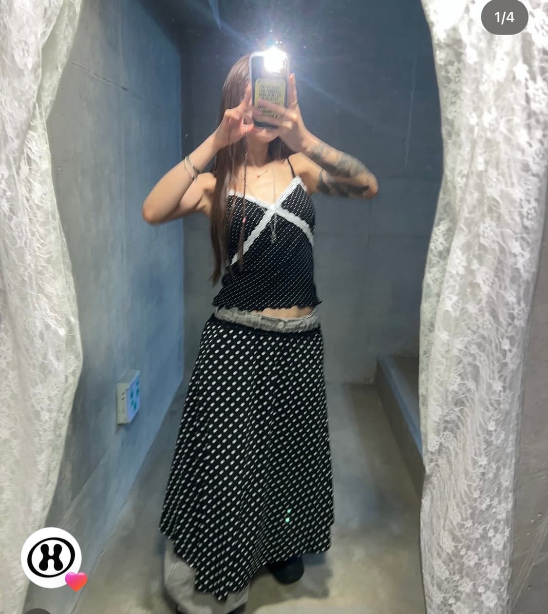 더미스테리어스호텔 도트 레이스 슬리브 상품이미지4