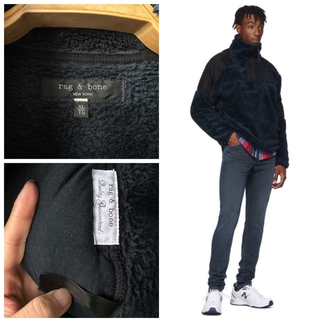 Rag&Bone 랙앤본 플리스 로건 풀오버 블랙 다크그린 XL 상품이미지10