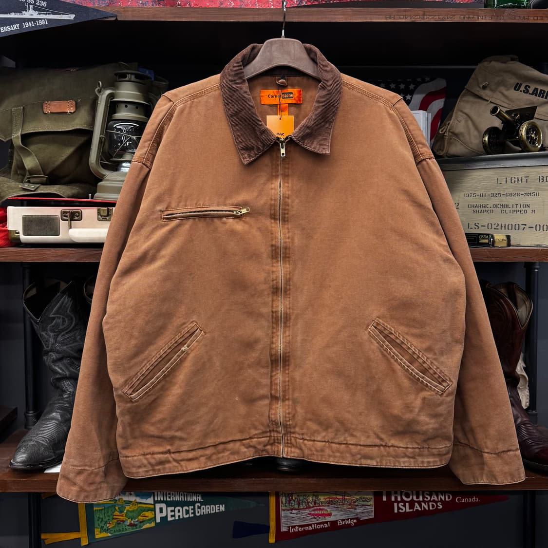 90s 코너스톤 후면 프린팅 헤비 캔버스 디트로이트 워크 자켓 상품이미지1