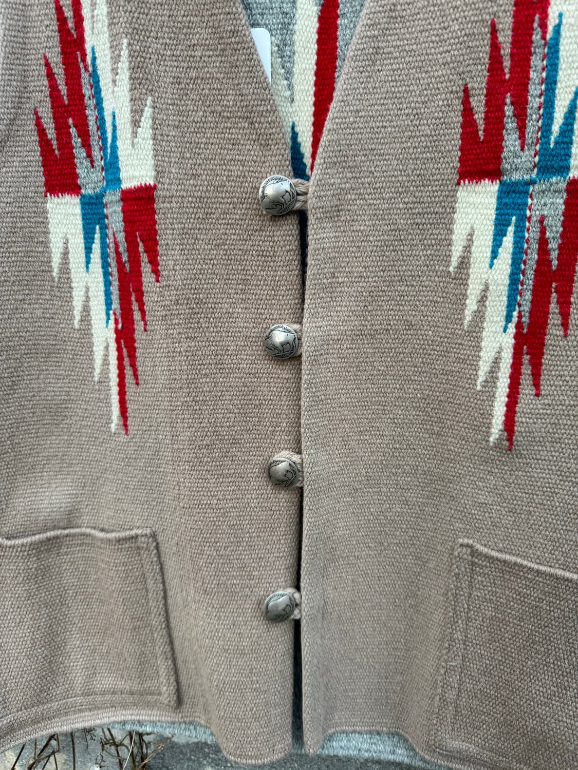 센티넬라 빈티지 핸드 우븐 울 투톤 오르테가 치마요 베스트 조끼 나바호 상품이미지6