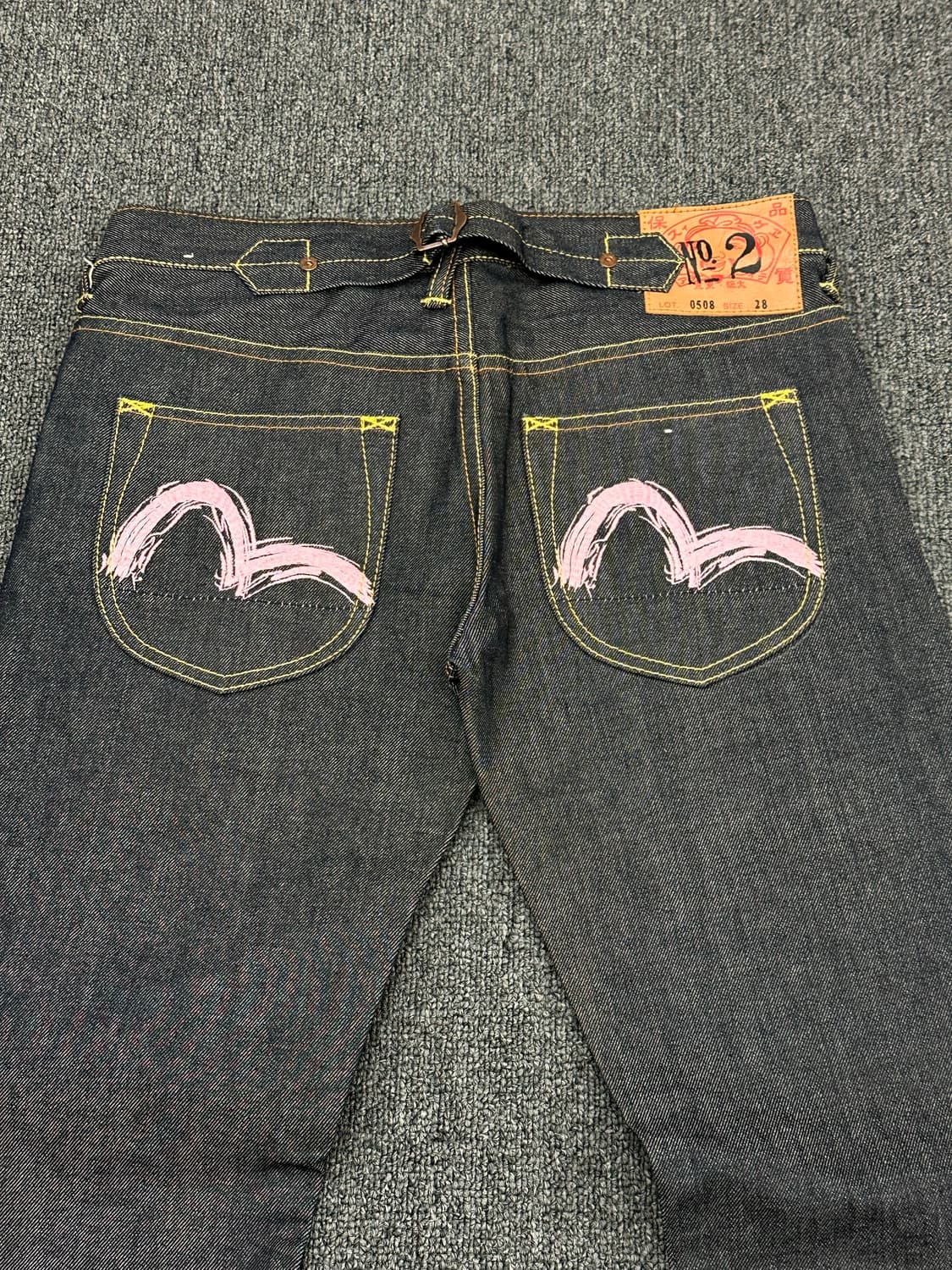 28)에비수 빈티지 포켓 핑크자수 신치백 여성 셍비지 데님팬츠  상품이미지3