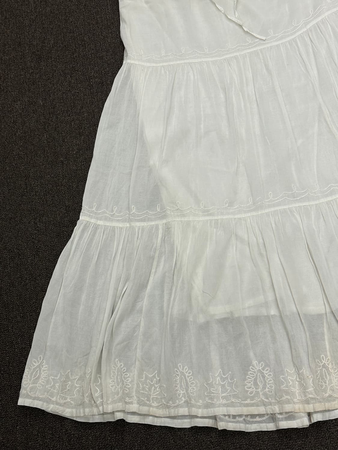 M)Japanese vintage 자수 디테일 밴딩 화이트 롱스커트 (이 상품이미지4