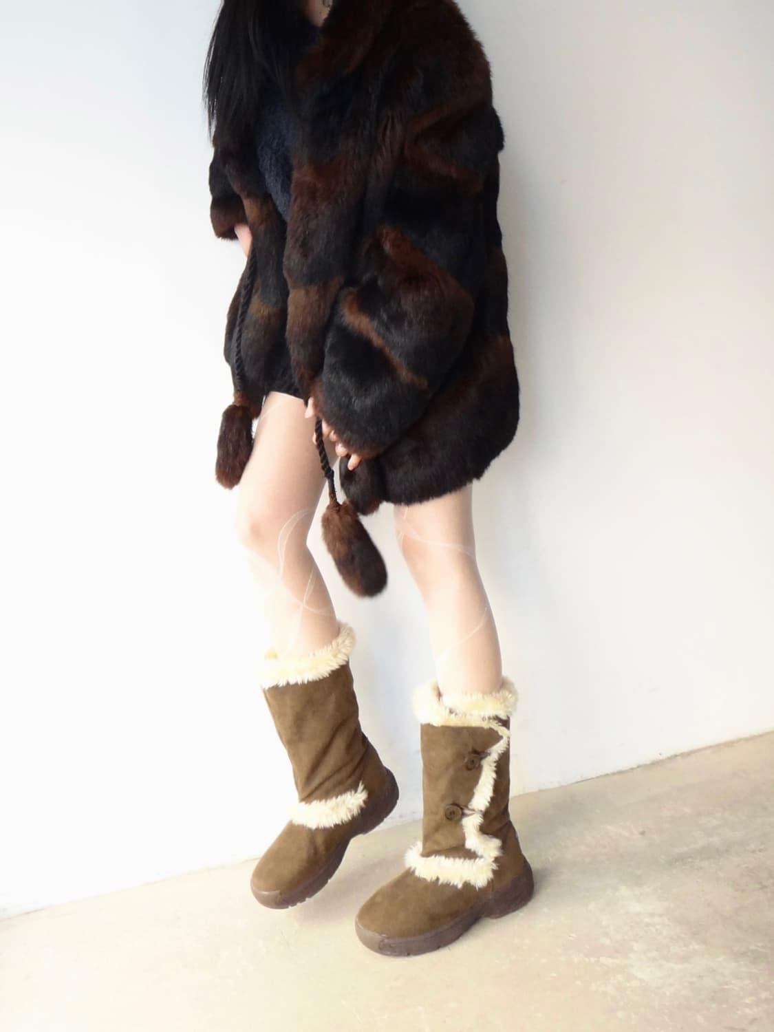 퍼 저켓, Stripe warm fur jacket  상품이미지5