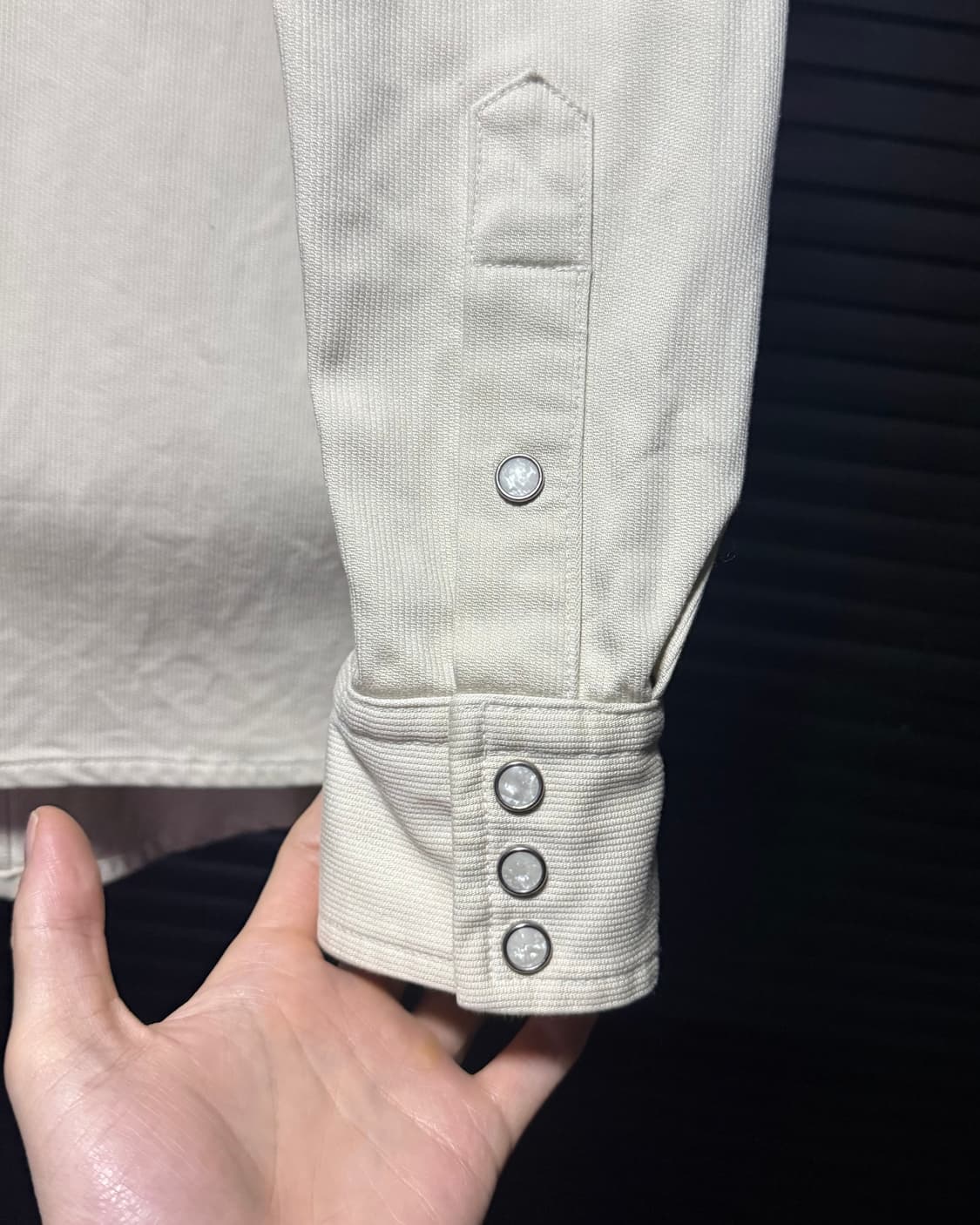 데님 클래식 웨어 코튼 웨스턴 워크셔츠 자개 단추 베이지 빈티지 아메카지 상품이미지5