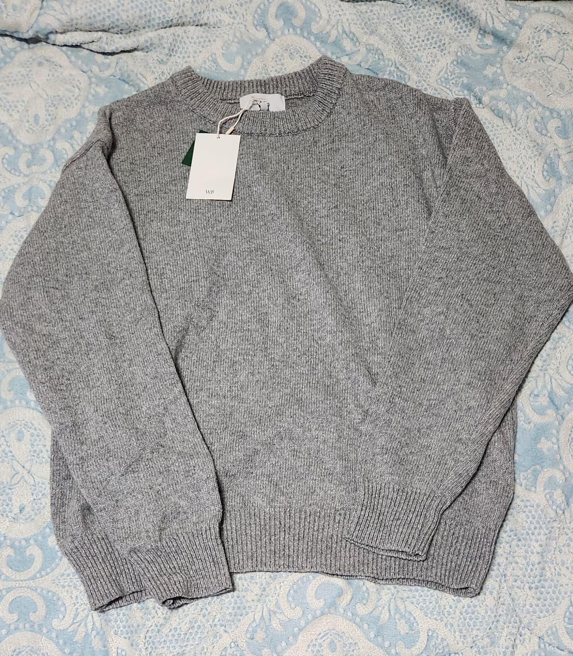 [M 새상품] WGB 세미오버 울 블렌디드 니트 라이트 그레이 상품이미지3