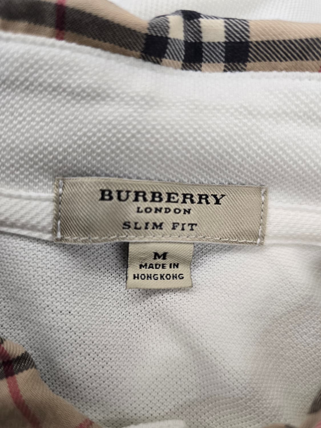 버버리 런던 슬림핏 체크칼라 롱슬리브 카라티.  싸이즈 95.  정품
 상품이미지4