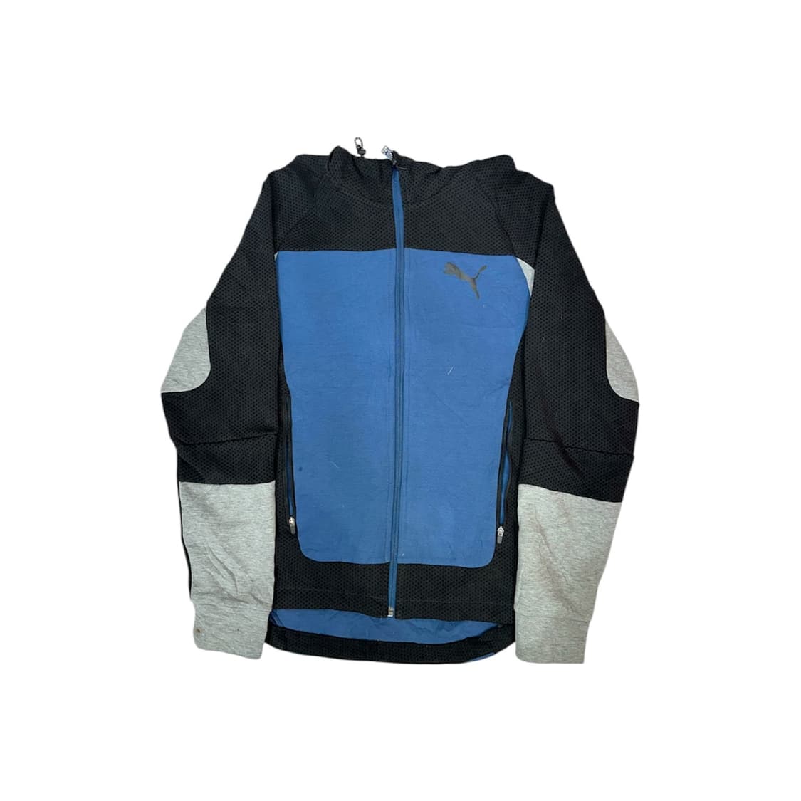 푸마 블루 블랙 후드 배색 트랙탑 져지 S 상품이미지5