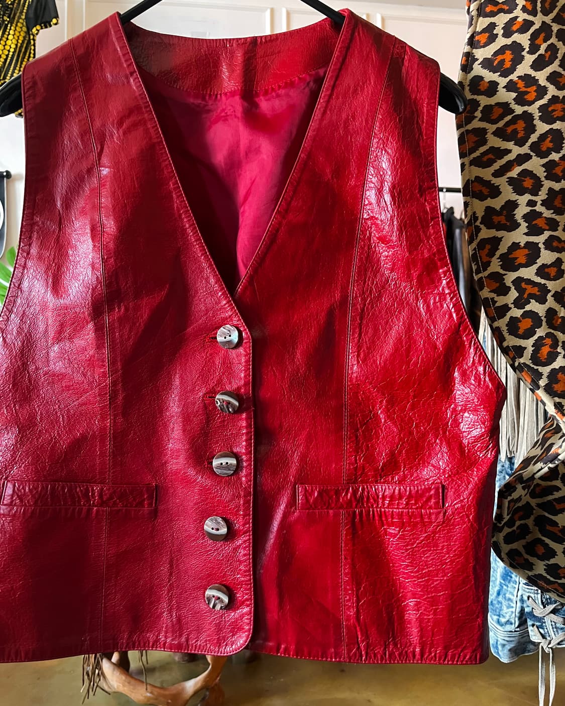 80-90s Real Leather Red Vest(Pig Skin) 상품이미지4