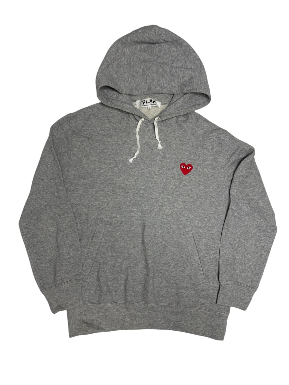 [정품] 꼼데가르송 플레이 레드 하트 와펜 그레이 후드티 L 상품이미지1
