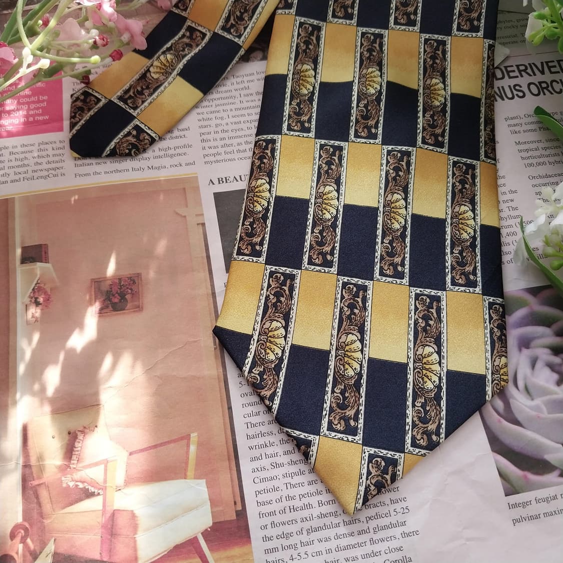 엘리오 타치 실크 클래식 프린트 넥타이 9.6cm 새상품 K1497
 상품이미지4