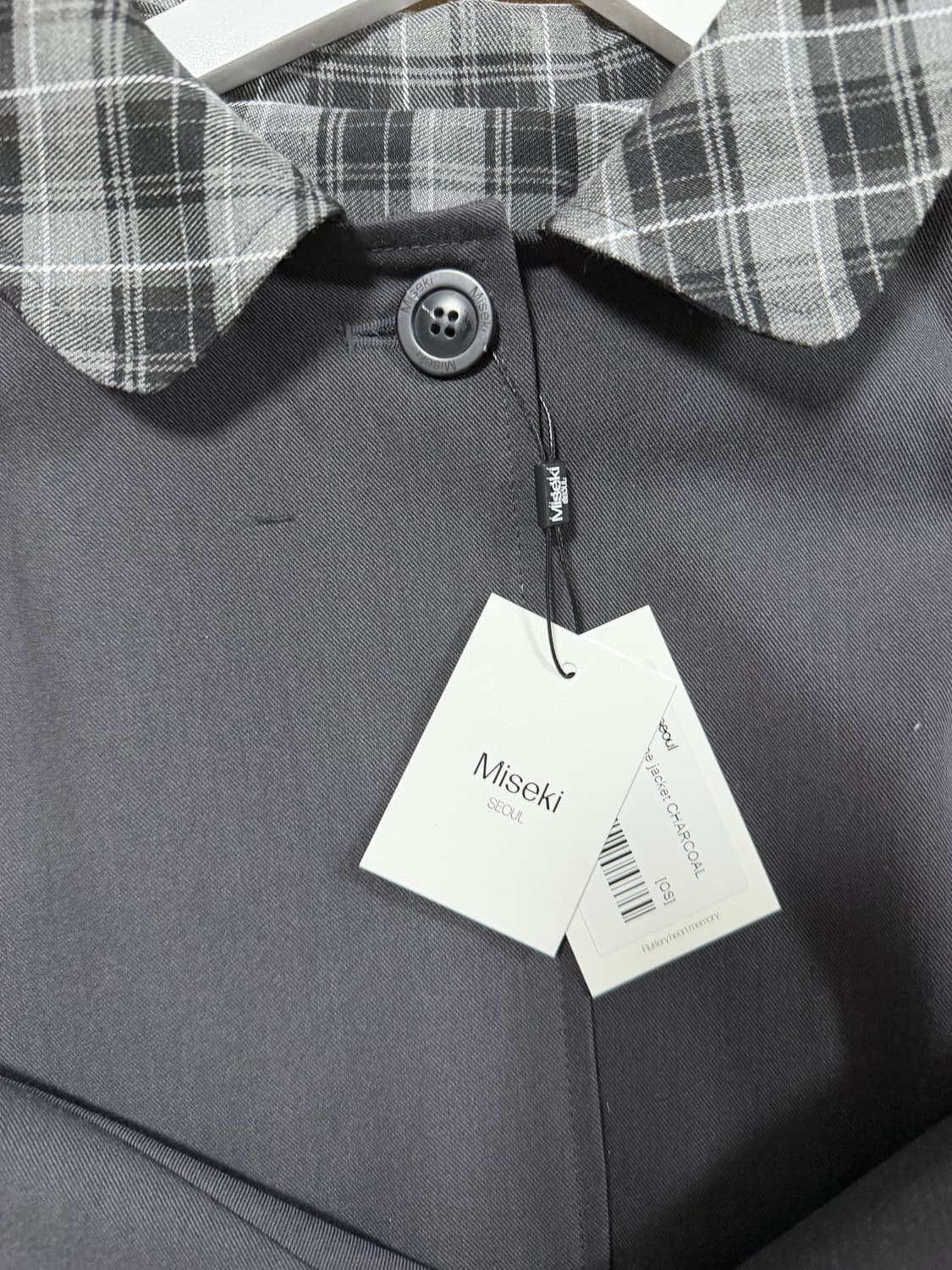 미세키서울 체크 케이프 자켓 차콜 Check cape jacket  상품이미지4