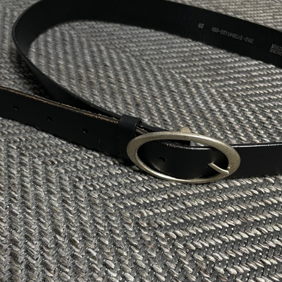 빈티지 미니멀 모던 오벌 버클 레더 가죽 벨트 블랙o 5169 상품이미지3