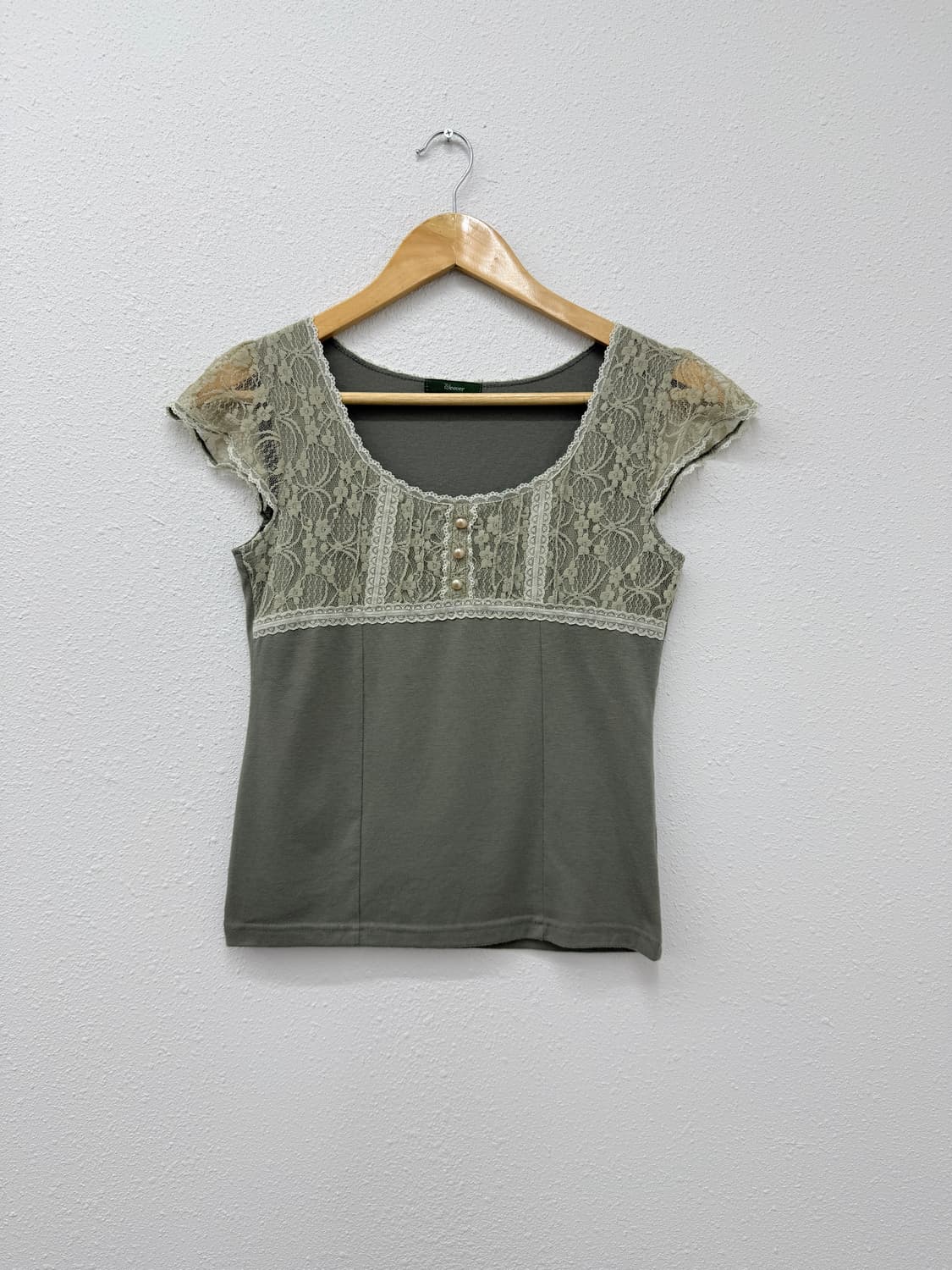 빈티지 weaver 카키 레이스 슬림 블라우스 상품이미지2