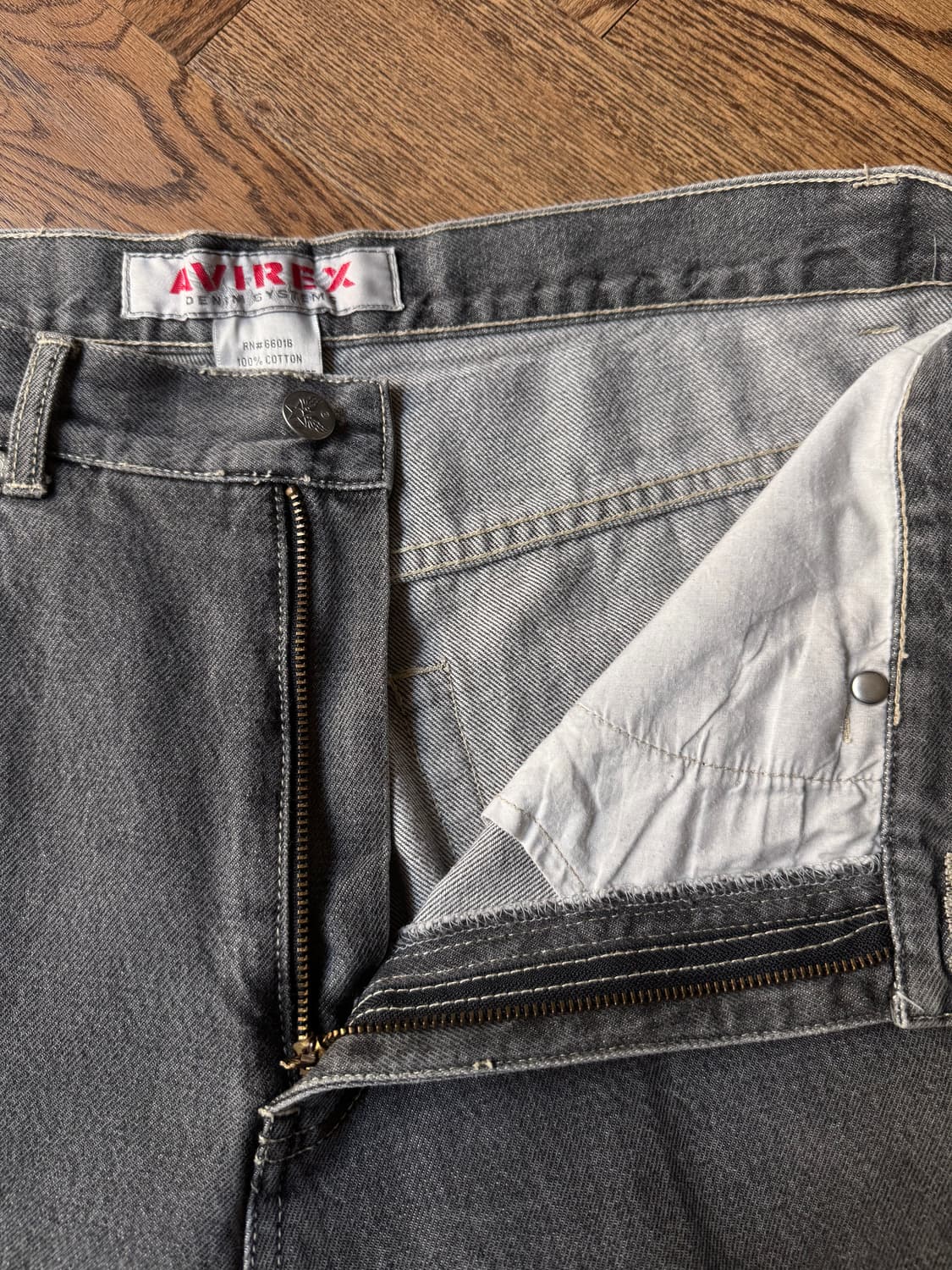 [34]00's AVIREX USA 아비렉스 올드스쿨 흑청 데님 팬츠 상품이미지3