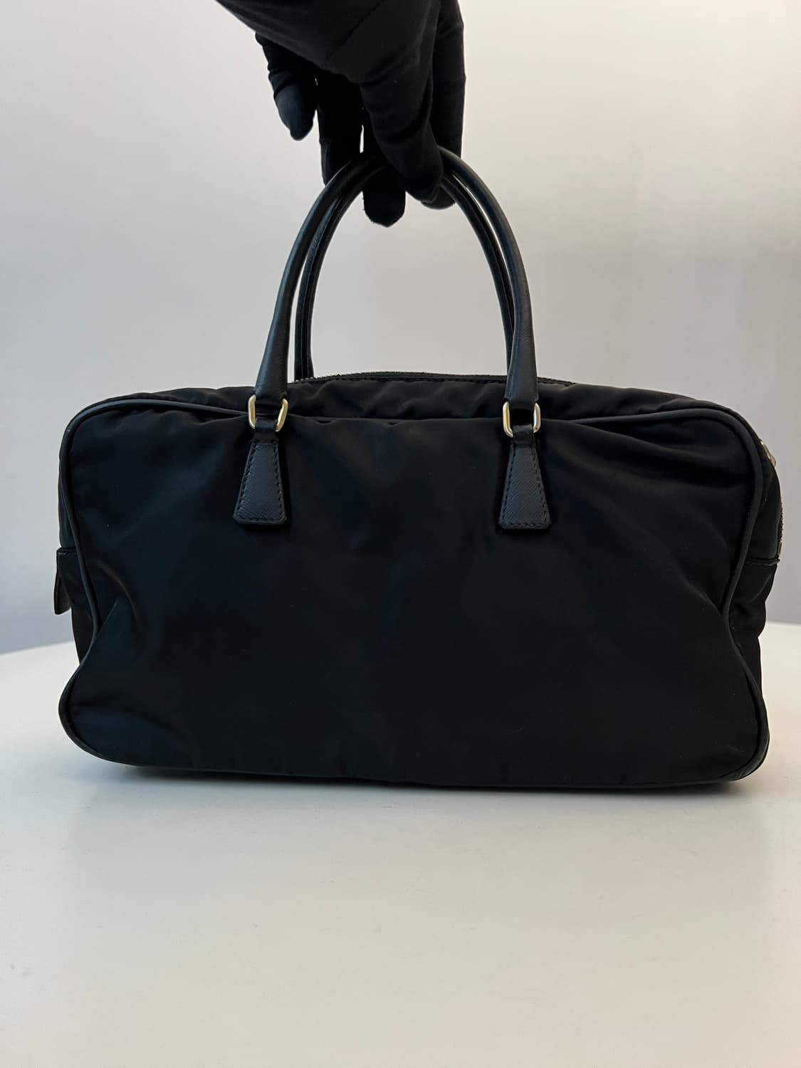 (빈티지) 프라다 블랙 포코노 미니 볼링백 상품이미지4