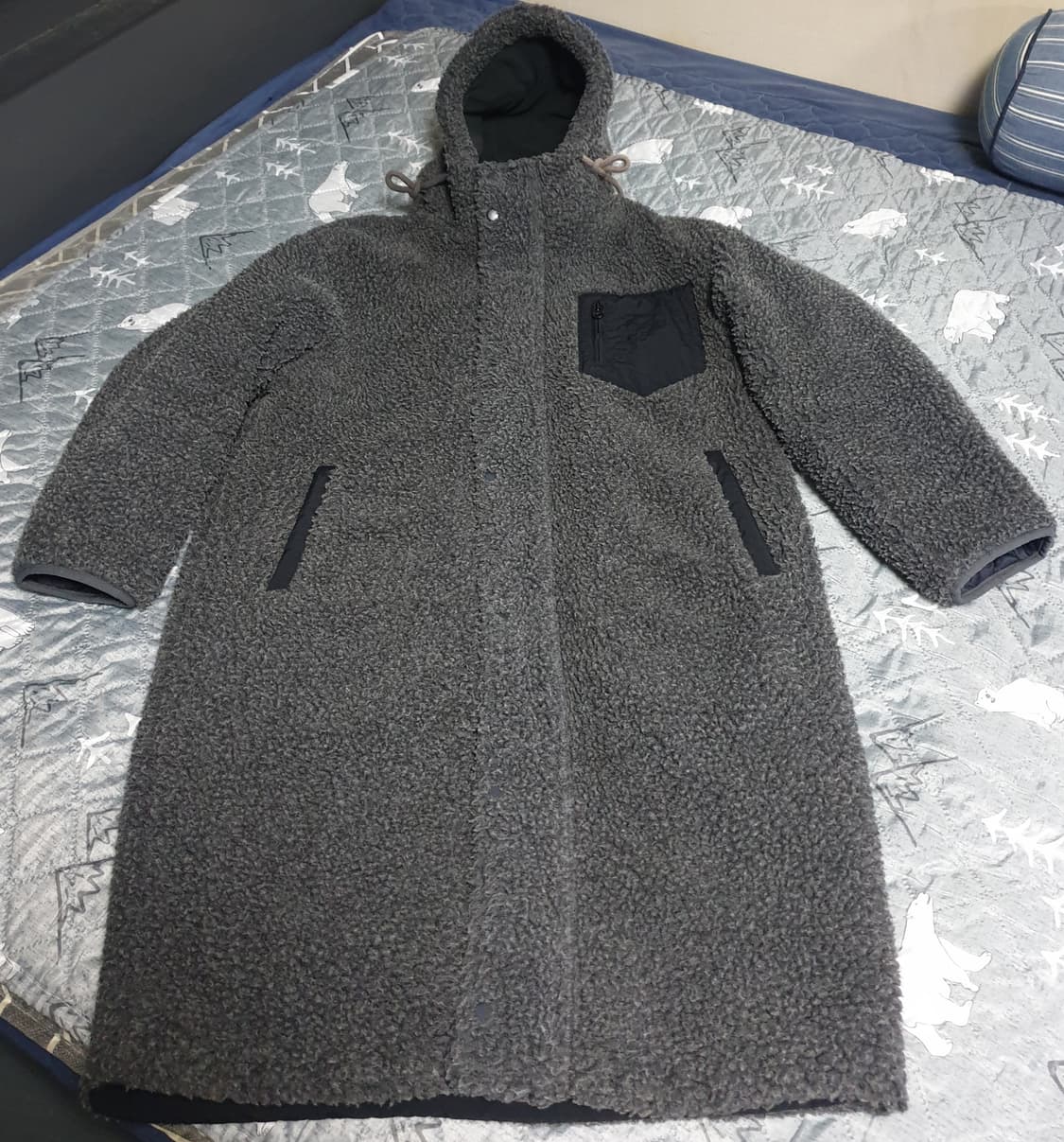 FRJ JEANS 오버사이즈 안감누빔 롱 뽀글이 코트 (F) 상품이미지1