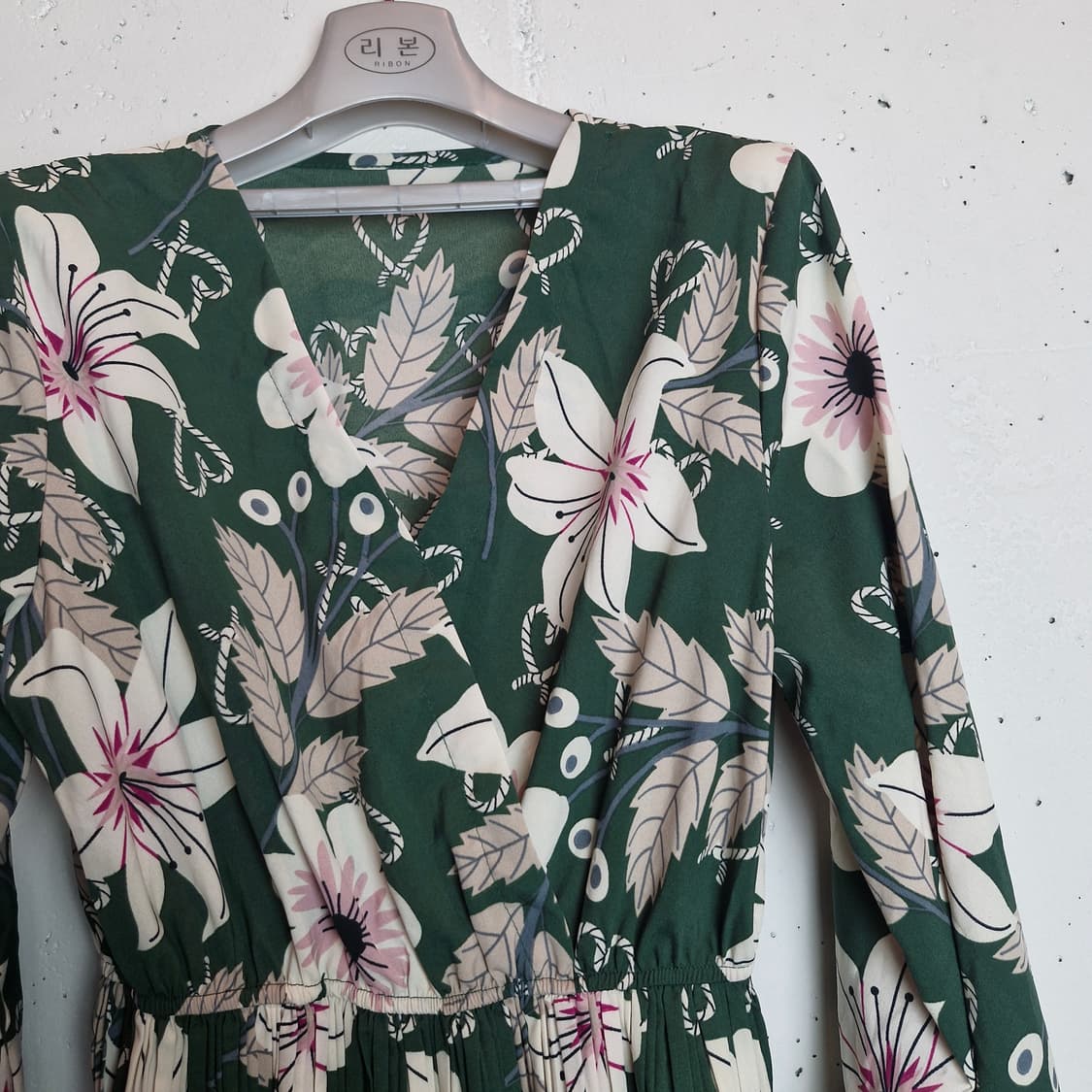 플라워 패턴 롱 플리츠 원피스 상품이미지2