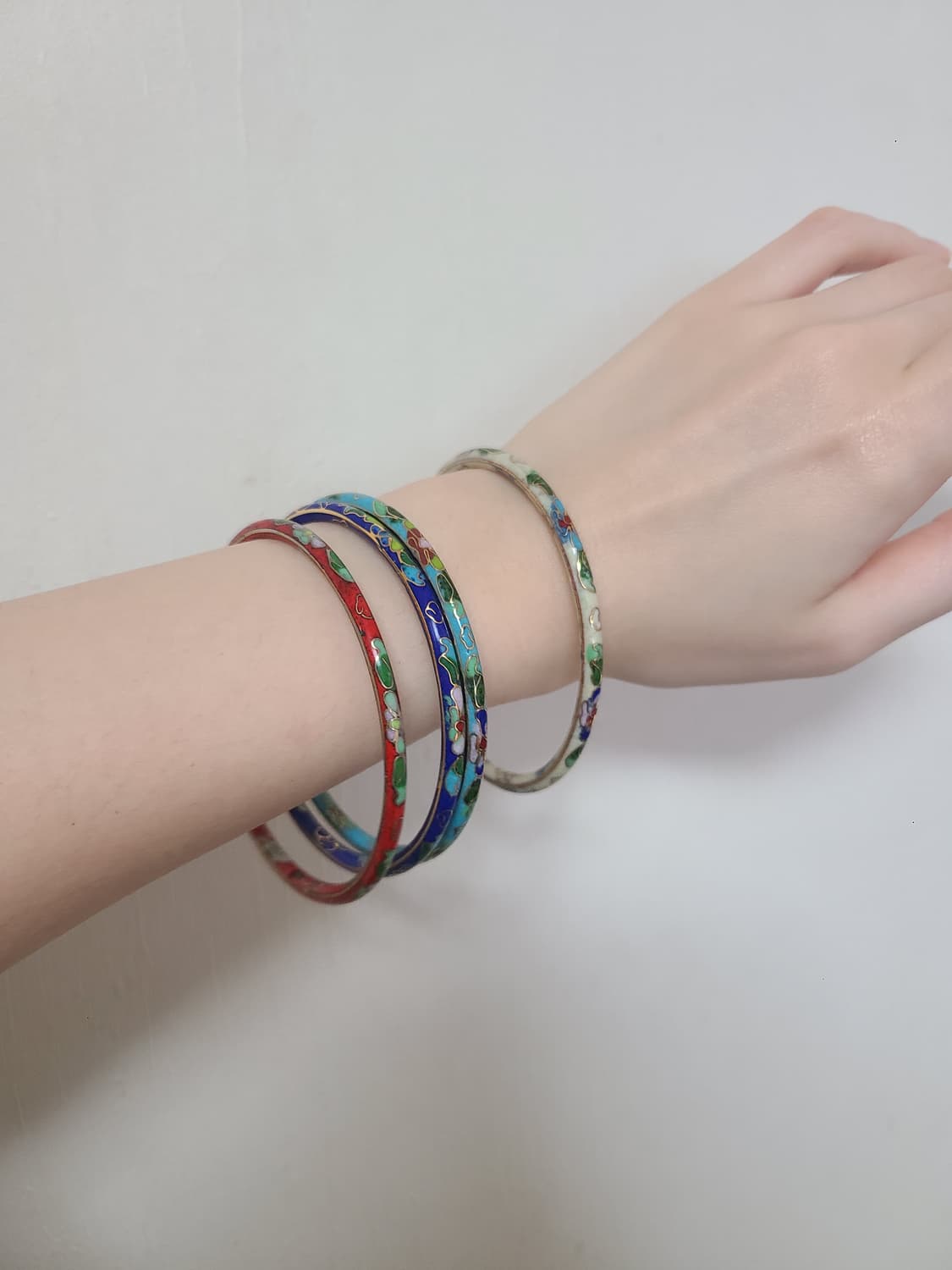 80-90년대 빈티지 클루아조네(칠보) 플라워 뱅글 7개 풀세트 상품이미지4