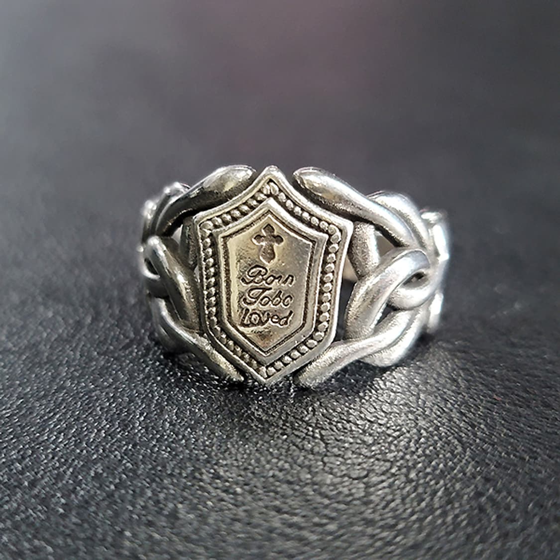 Fide 실버 남자 엔틱 빈티지 선물 보호 운명 방패 반지 상품이미지4