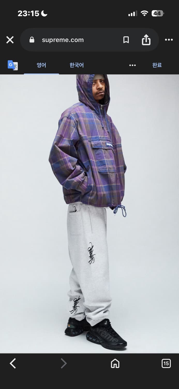 슈프림 24ss 코튼 유틸리티 아노락 플레이드 S 상품이미지1