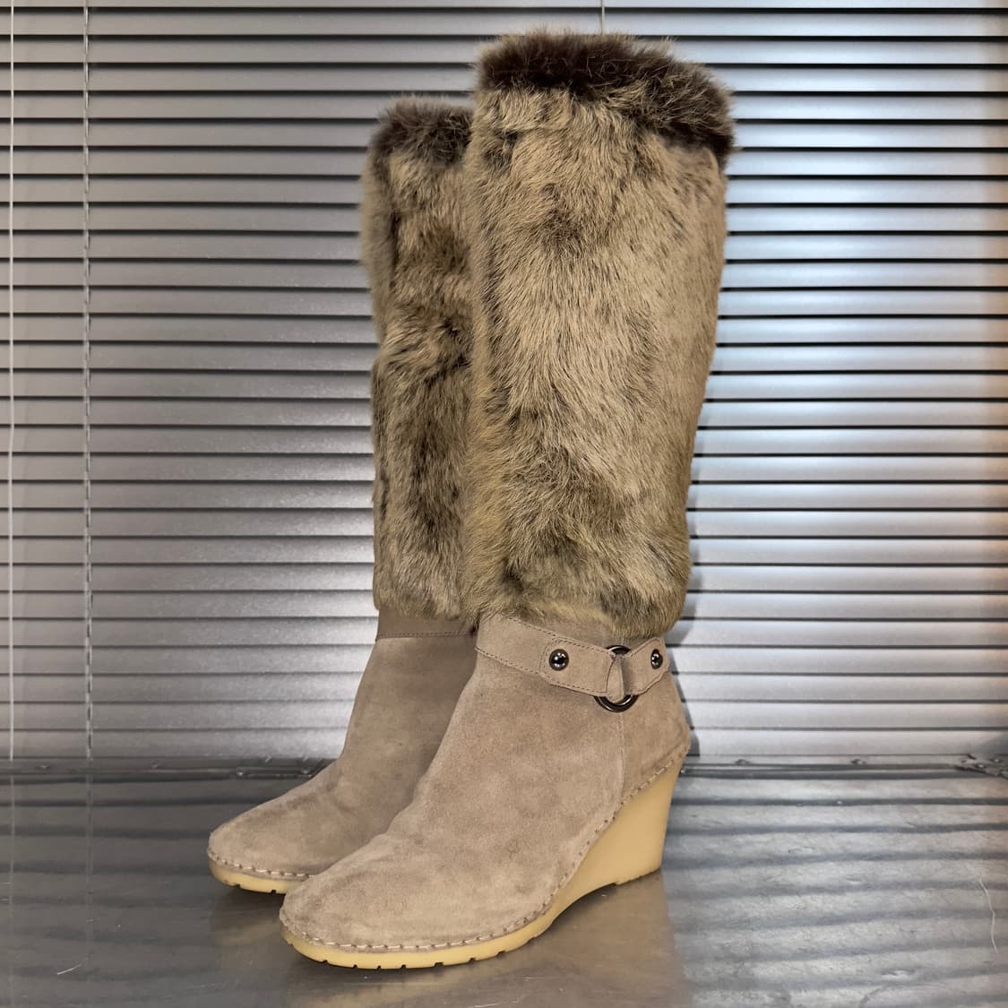00s Y2K 베티 뮬러 토끼털 롱부츠 상품이미지2