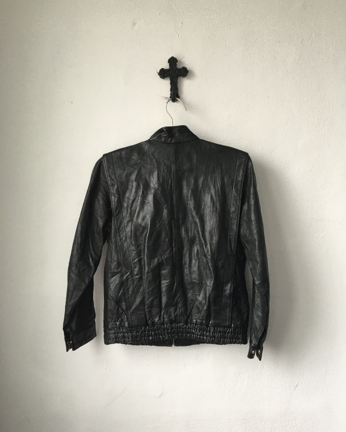 High neck leather jacket 상품이미지4
