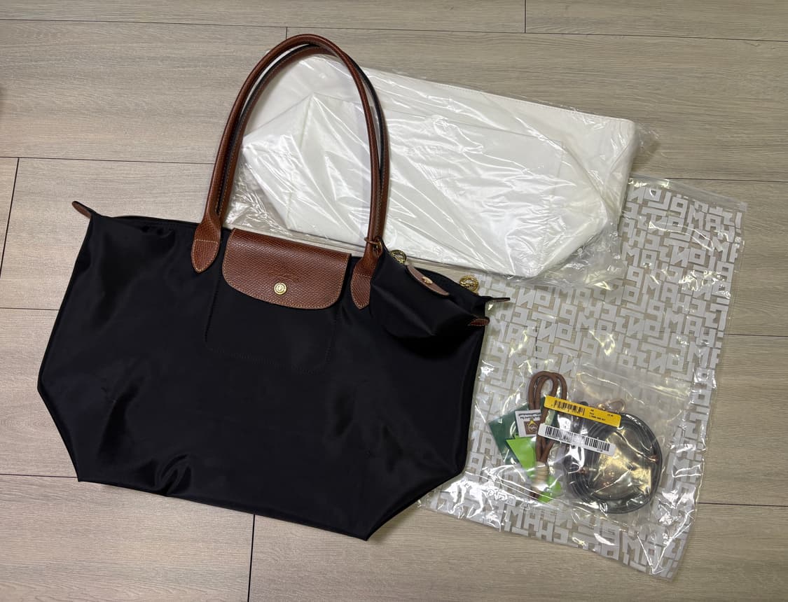 롱샴) 르 플리아쥬 오리지널 L 토트백 블랙 상품이미지10