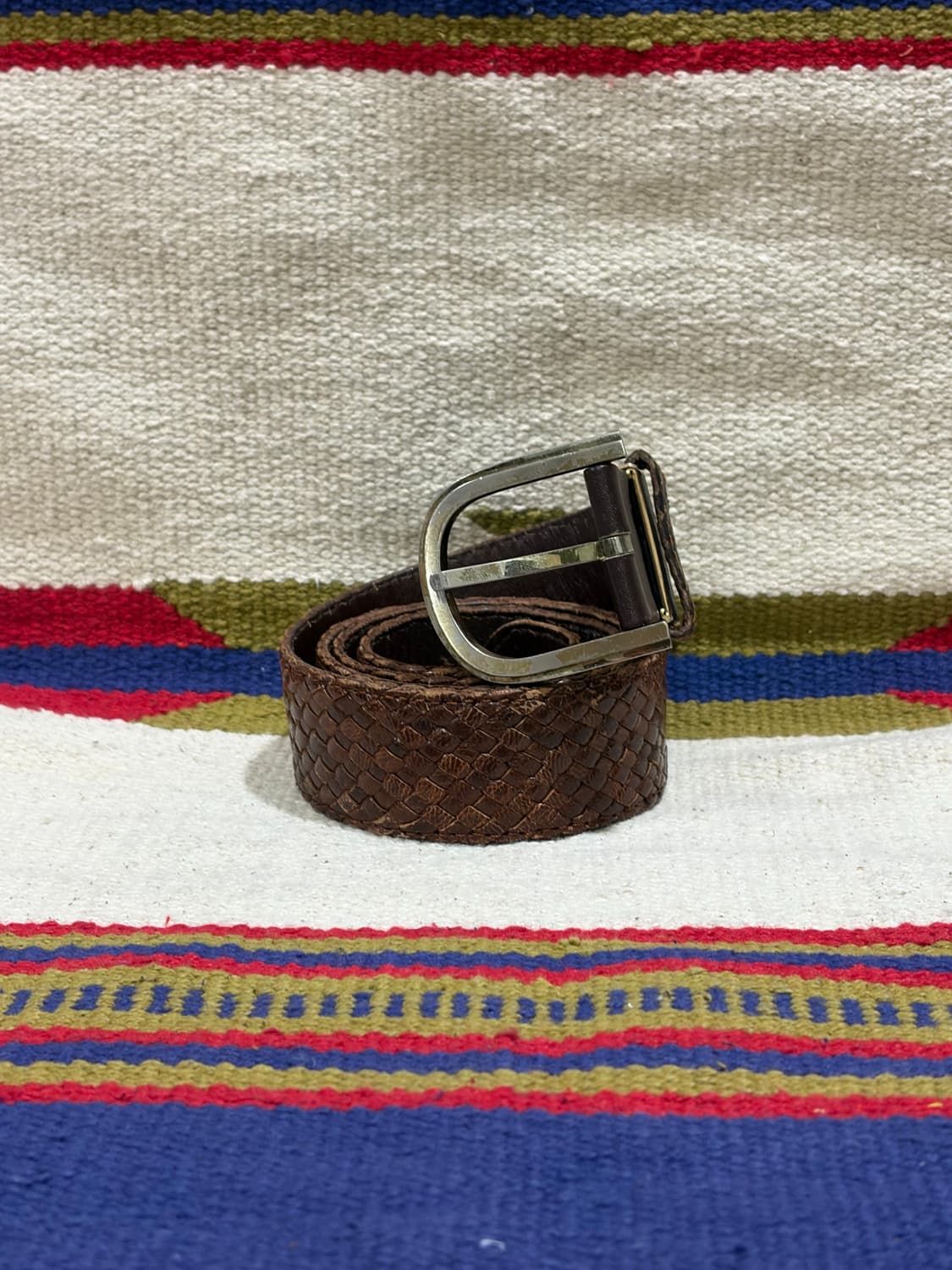 Western singlepin belt / 웨스턴 위빙 레더 벨트 상품이미지1