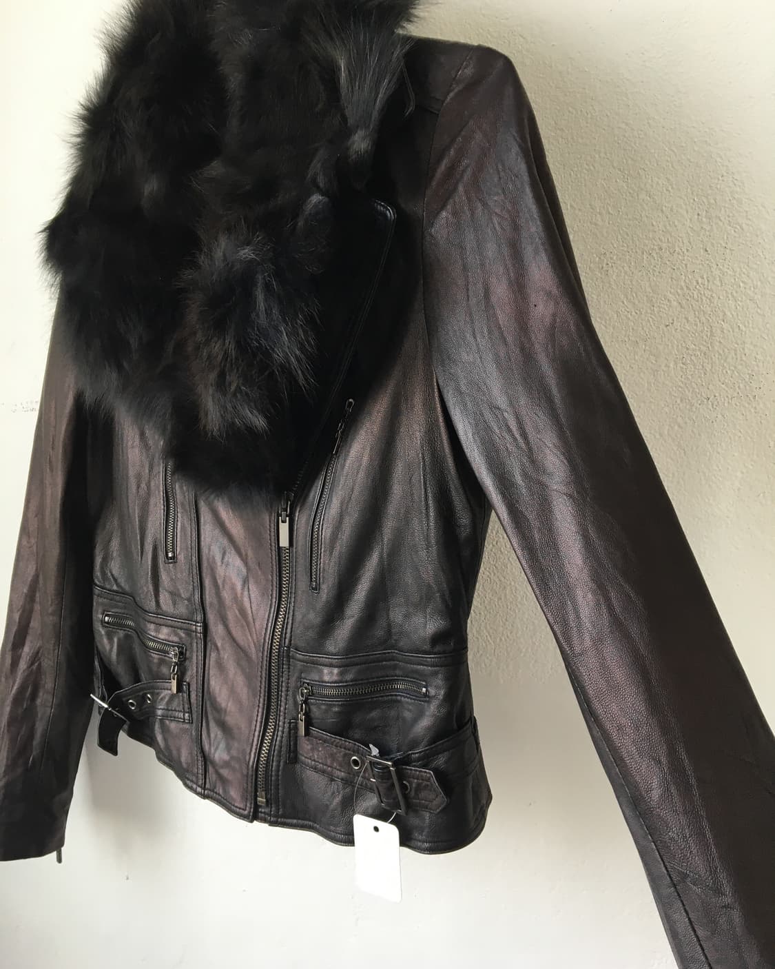 fur collar point leather jacket 상품이미지6