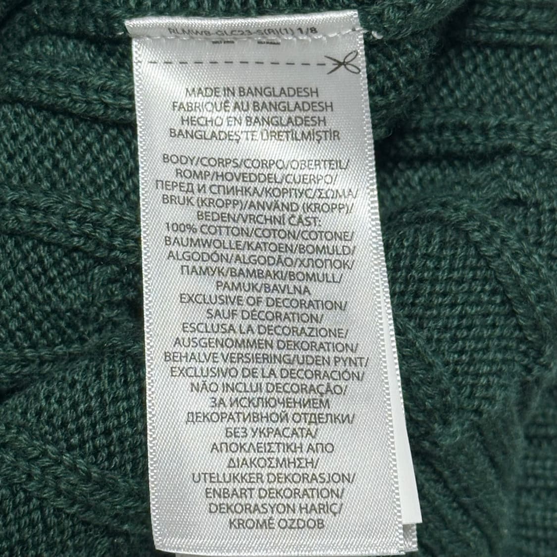 M 폴로랄프로렌 여성용 그린 코튼 케이블 니트 상품이미지5