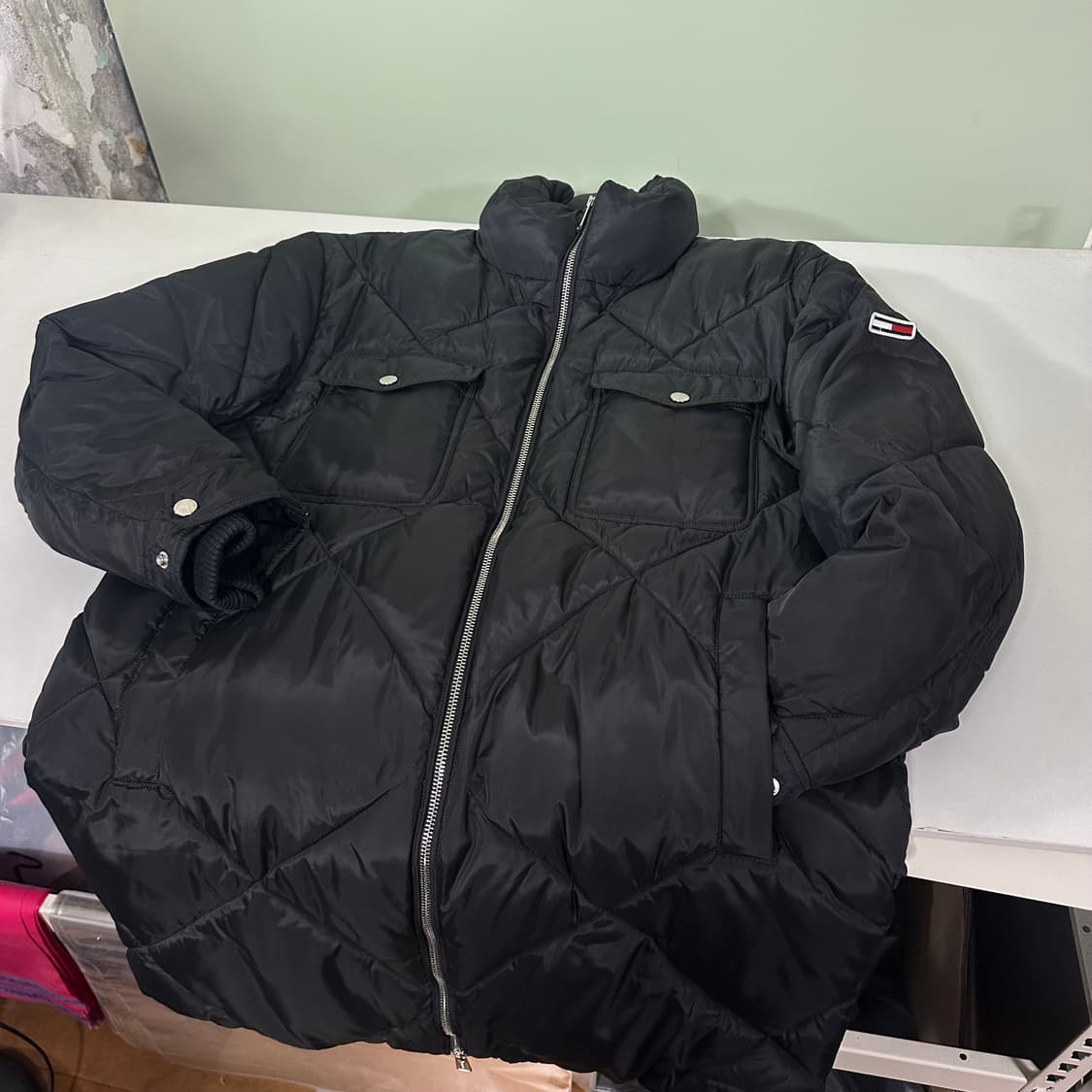 90-95 타미힐피거 블랙 투웨이 투포켓 패딩점퍼 상품이미지2