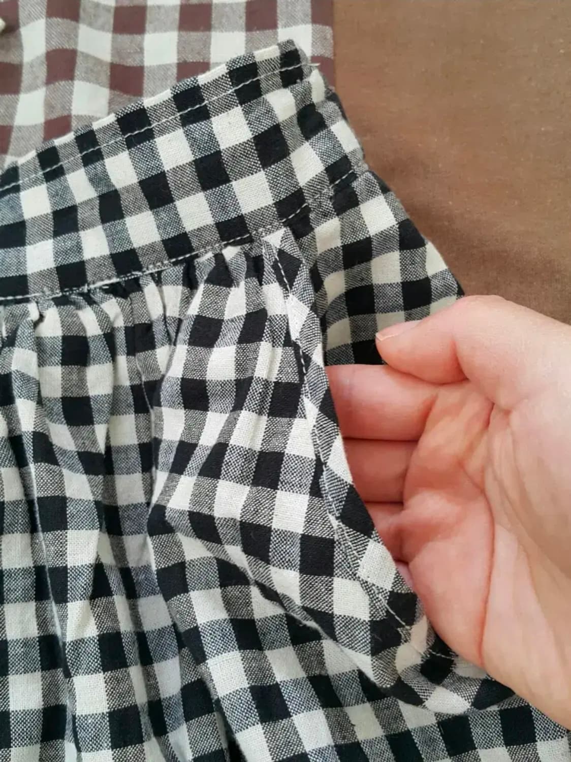 일본빈티지 새제품 samansa mos2 체크 린넨 치마 상품이미지5