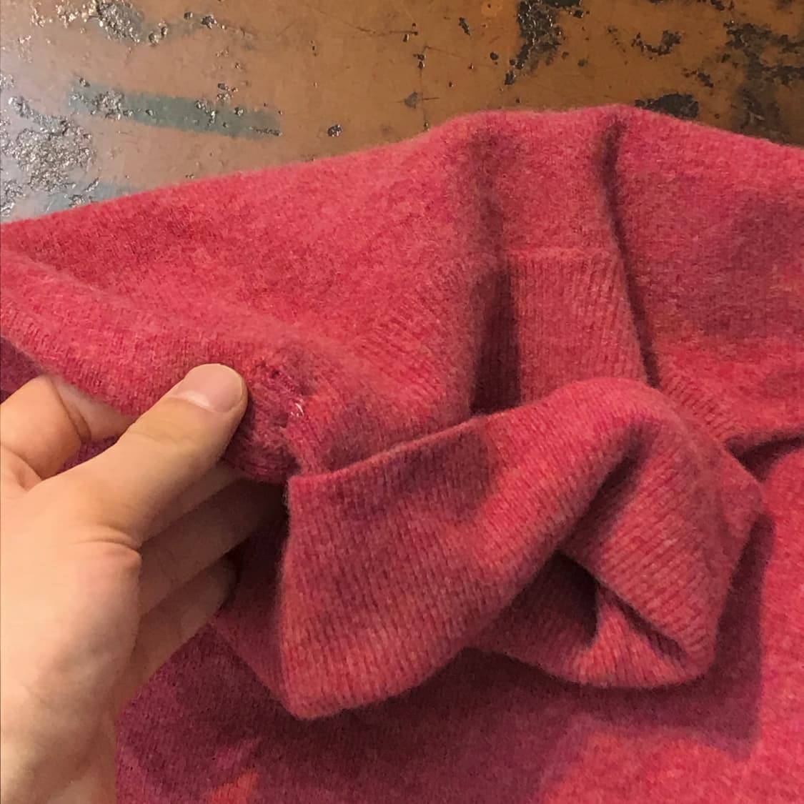 Italy 베네통 인디 핑크 울 터틀넥 니트 남상 110 여성 오버핏 상품이미지6