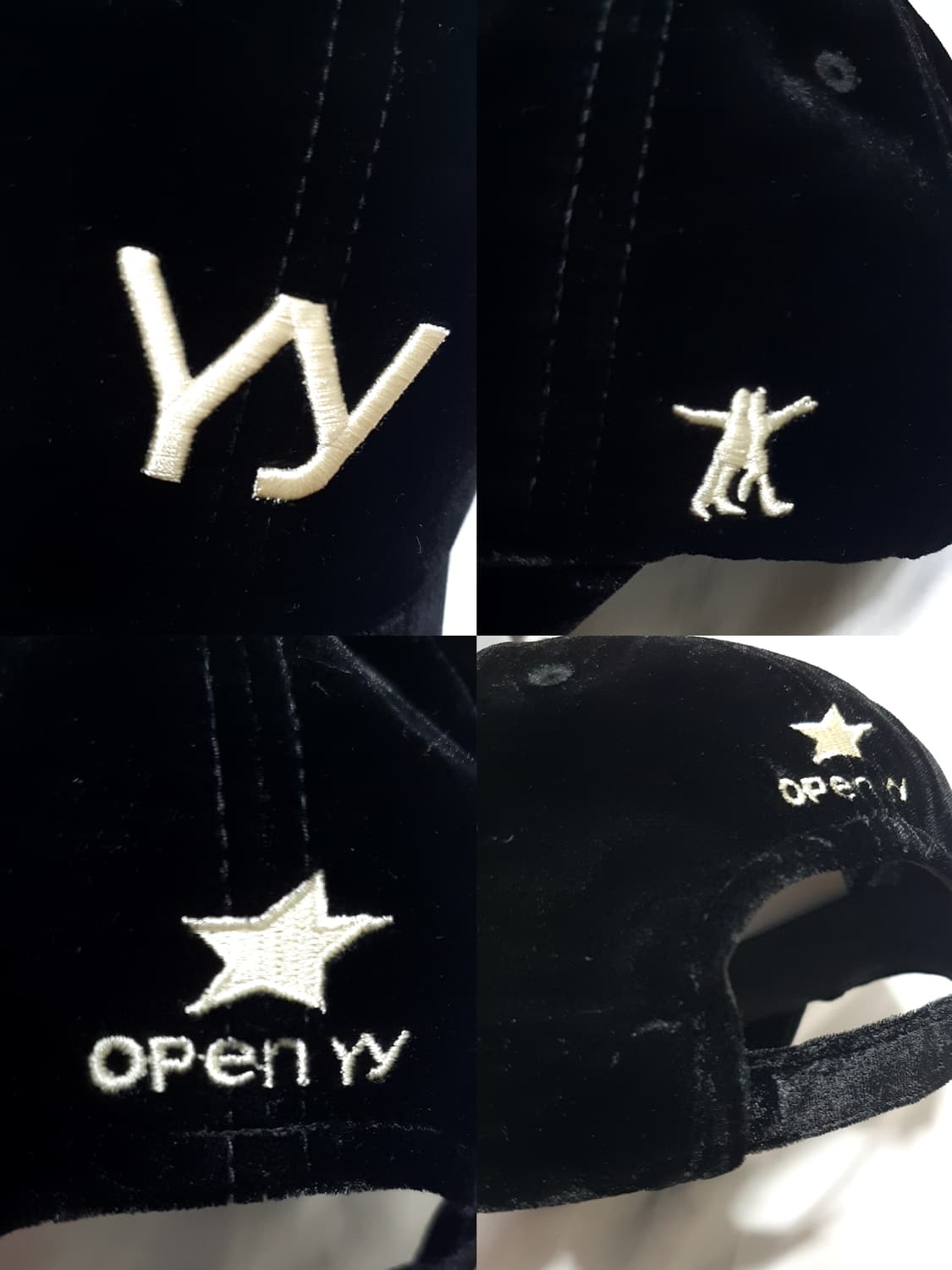 블랙 옐로우 오픈와이와이 벨벳 볼캡 모자  상품이미지7