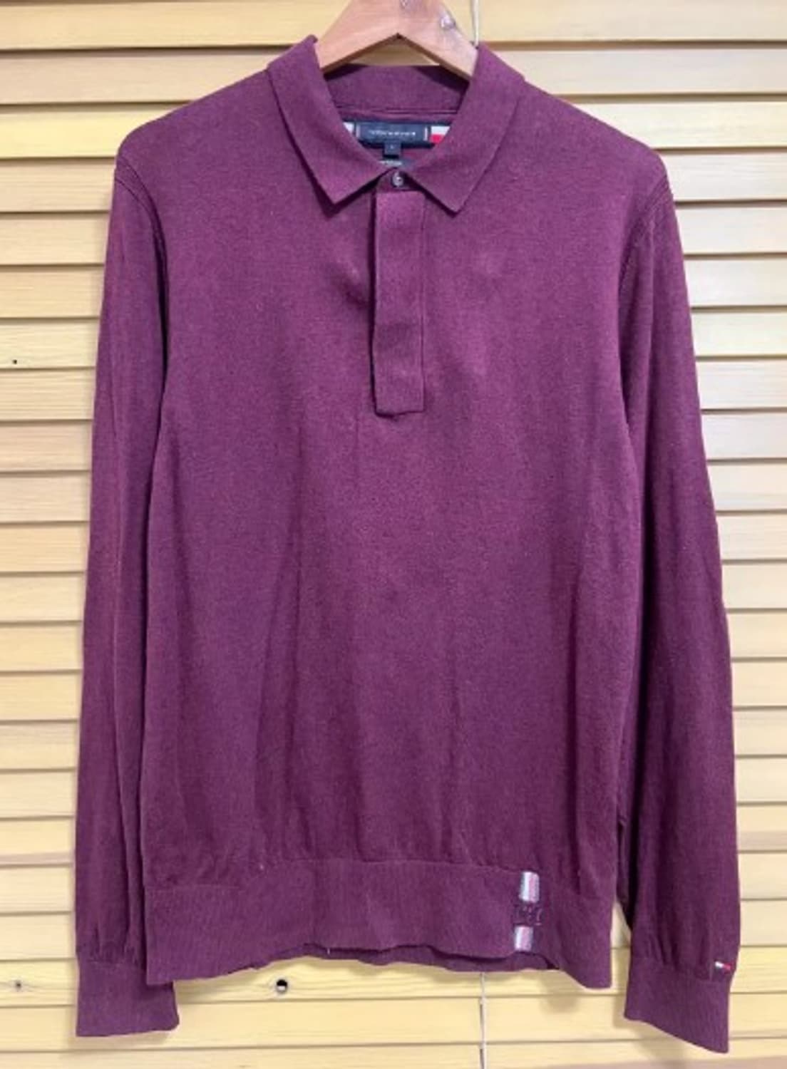 타미힐피거 남성 버건디 카라코튼니트티셔츠 L 상품이미지2