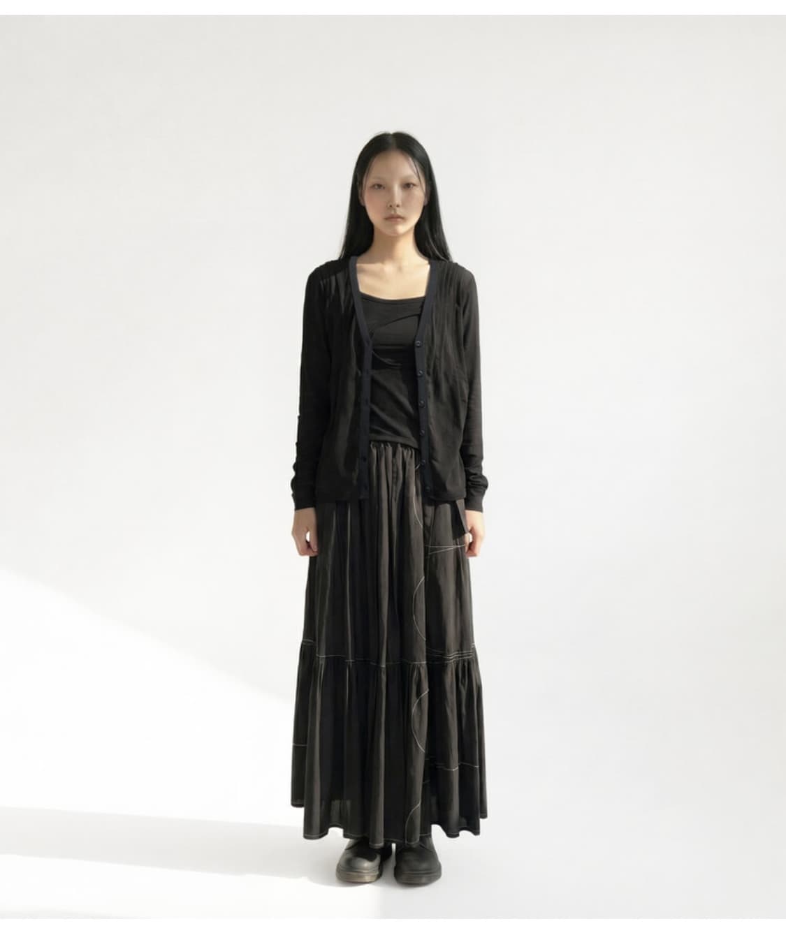 Homage circle unbalanced pleats cardigan 상품이미지2