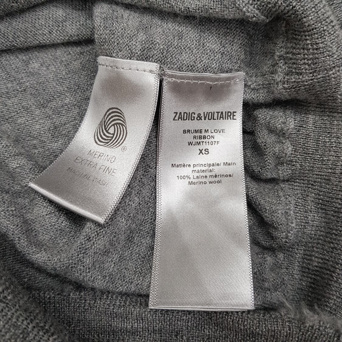 쟈딕앤볼테르 브륌 러브 하트 패치 브이넥 메리노 울 니트 XS사이즈 상품이미지7