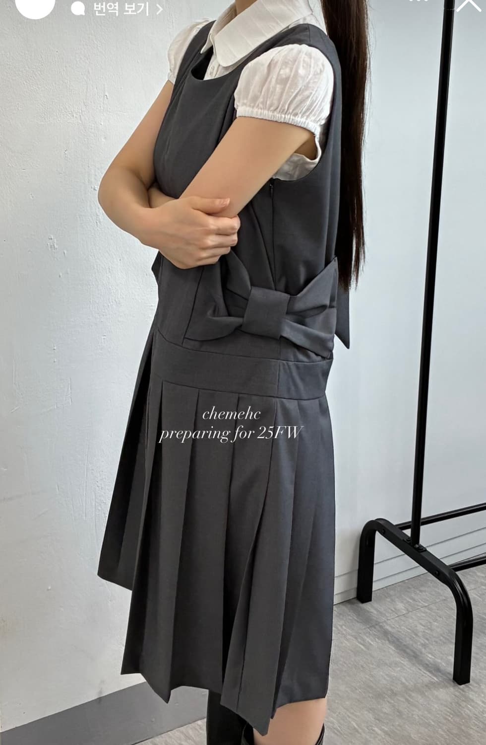 체메씨 플리츠원피스 차콜 판매해요 상품이미지1