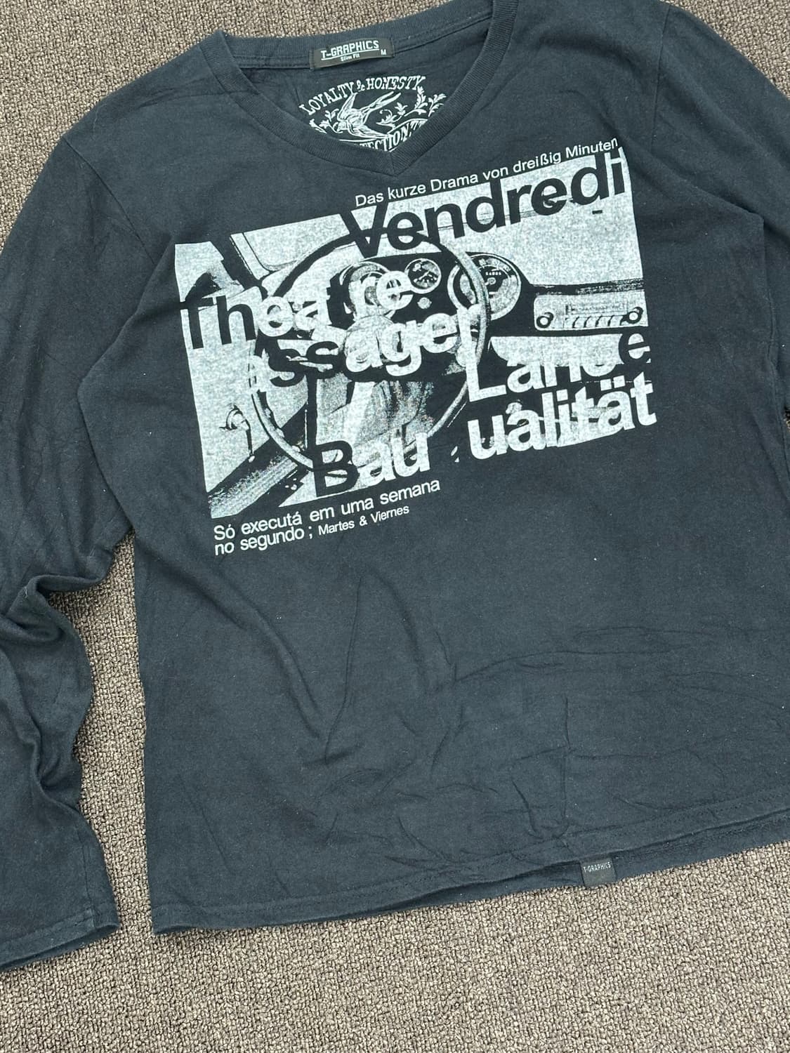 M)Japanese vintage 여성 v넥 프린팅 롱슬리브 상품이미지4