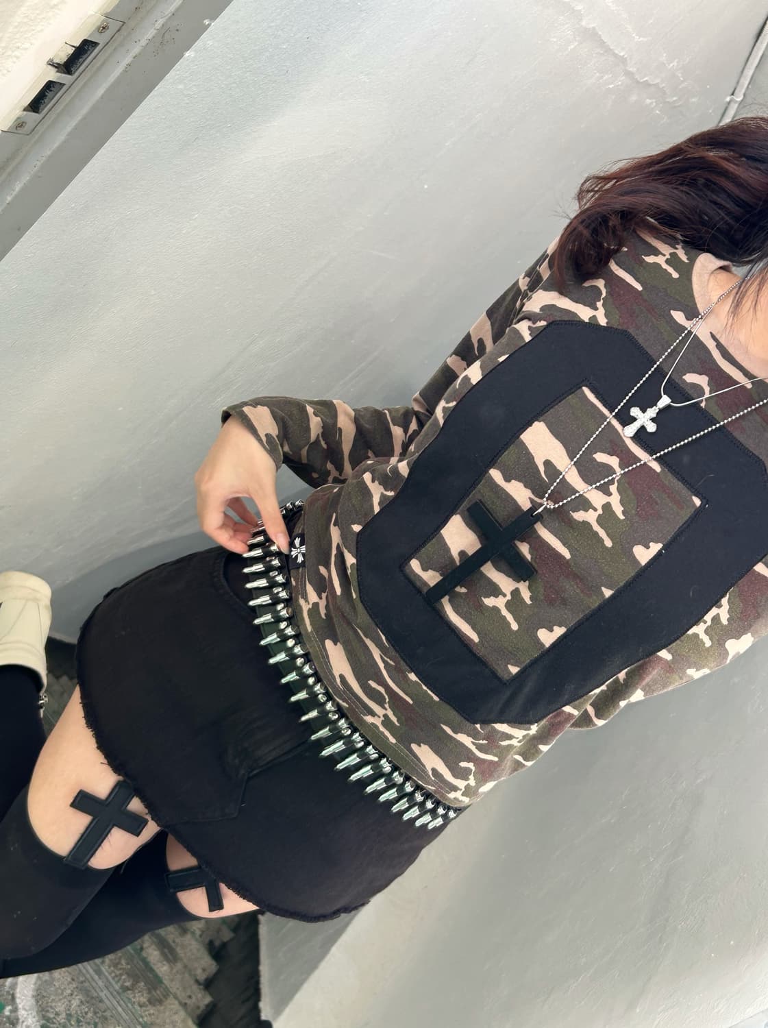 [SHISKY] 코디셋 ! 카모 y2k 스터드 코디셋 상품이미지2