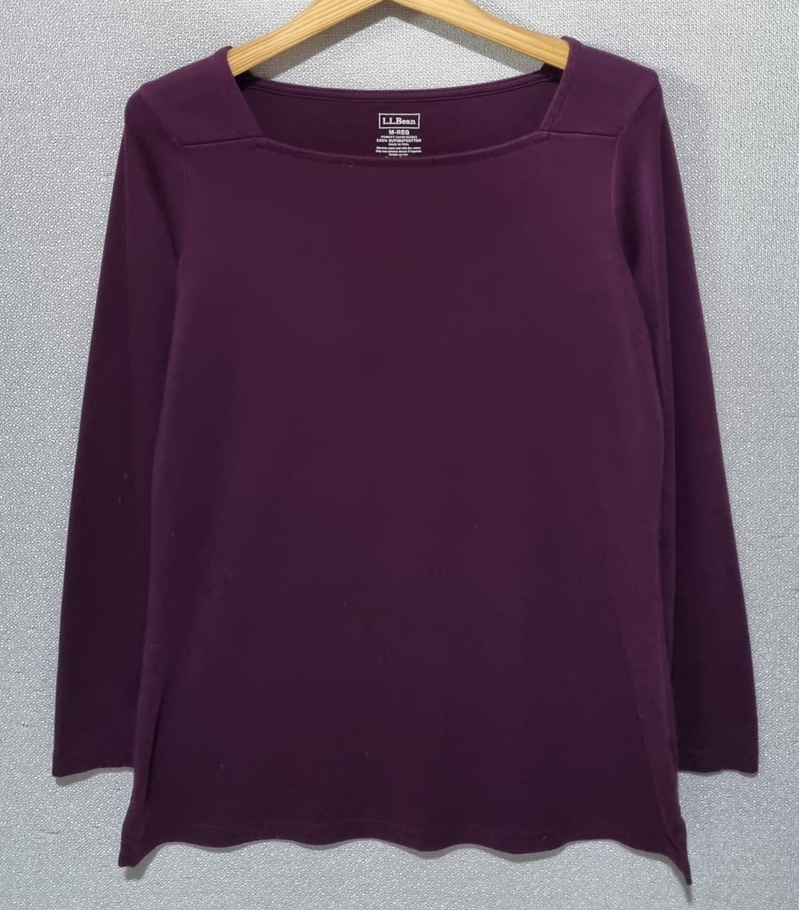 M (66) LLBEAN 엘엘빈 와인컬러 스퀘어넥 롱슬리브 긴팔티 상품이미지1