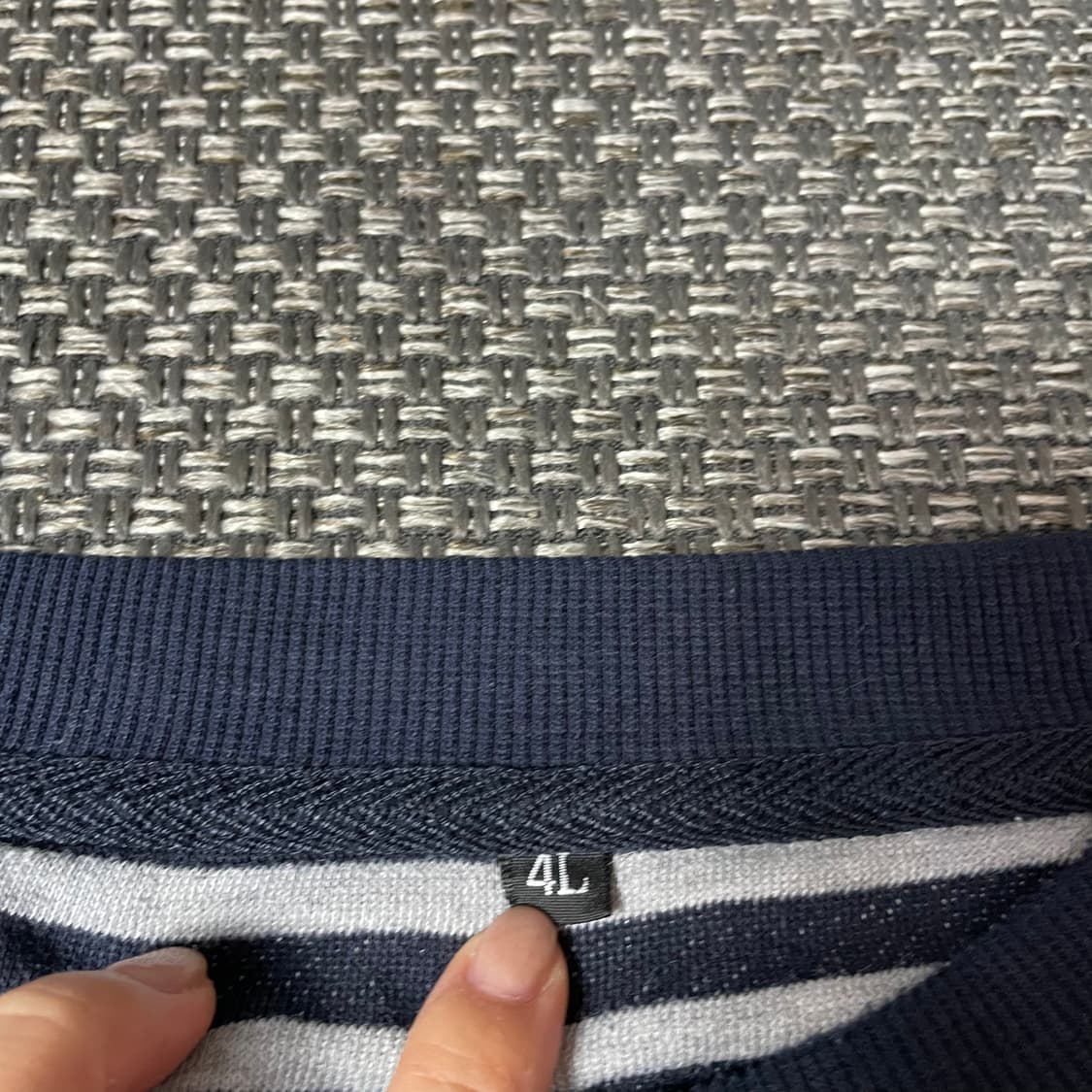 빈티지 네이비 그레이 단가라 긴팔 티셔츠 상품이미지5