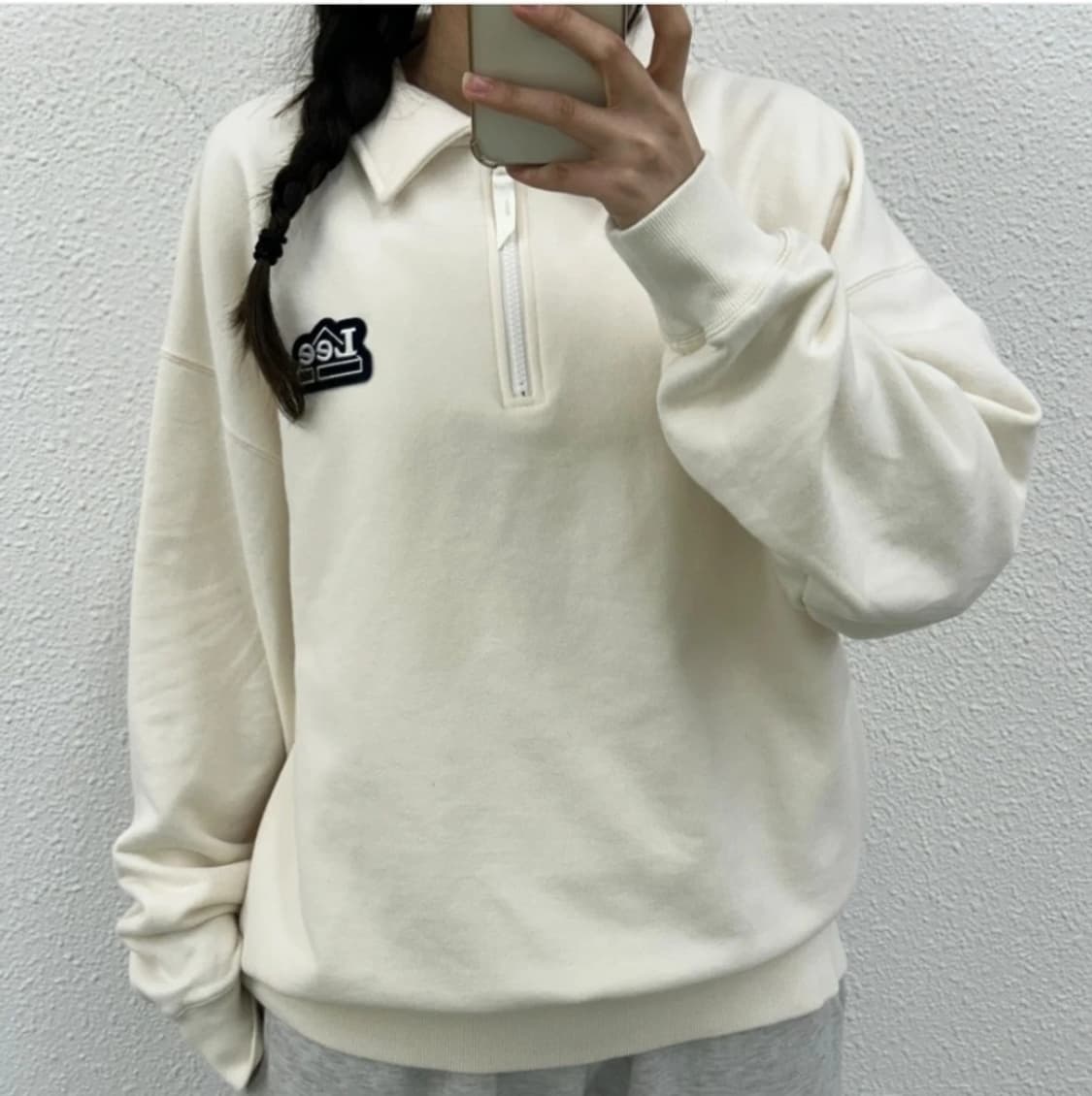 LEE 리 아이보리 카라 맨투맨 S 상품이미지2