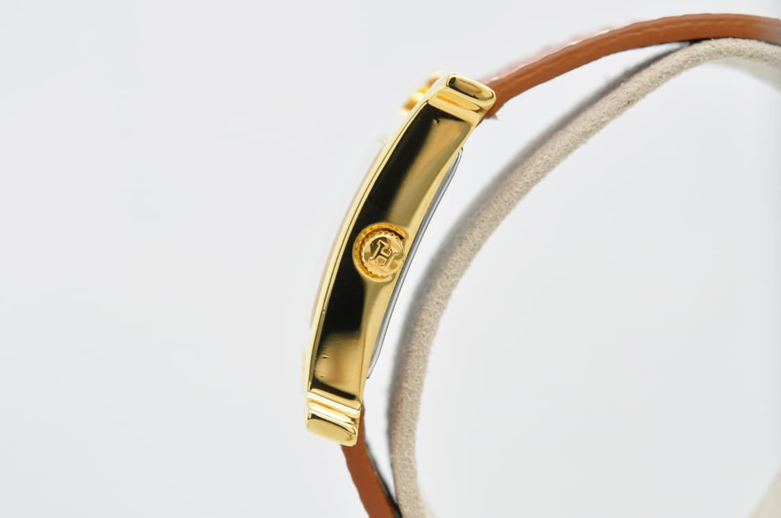 에르메스 H아워 금장 중고명품 여성용 PM 사이즈 21mm 가죽손목시계 상품이미지5