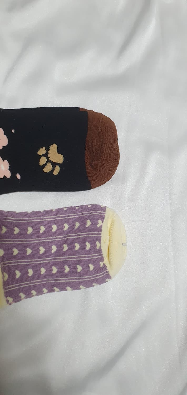 퍼플 레드와인 고양이 토끼 하트 발자국 양말 상품이미지6