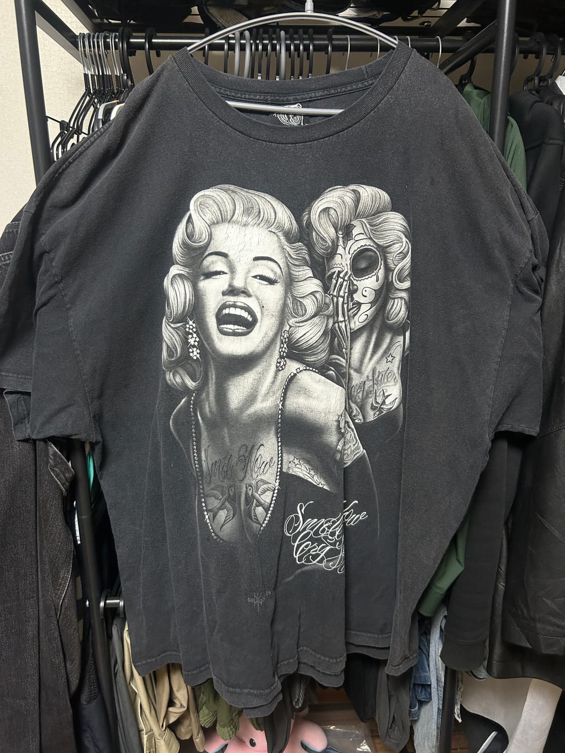 블랙 마릴린 먼로 프린팅 반팔 티셔츠 상품이미지1